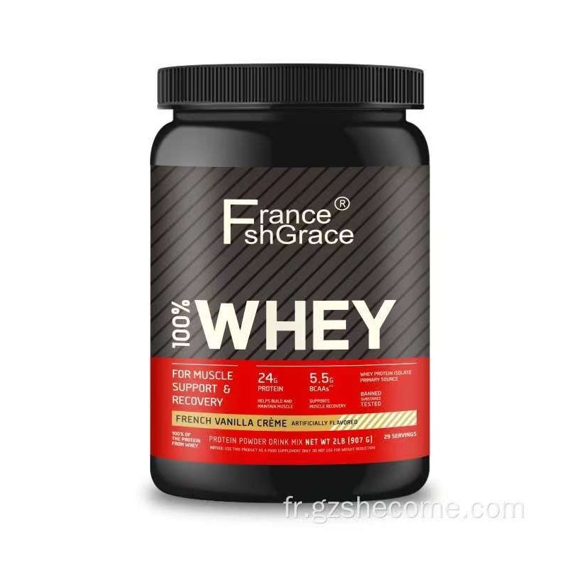 100% WHEY Protein – France FishGrace – Soutien Musculaire & Récupération – Saveur Crème Vanille Française – 907g (29 Portions)